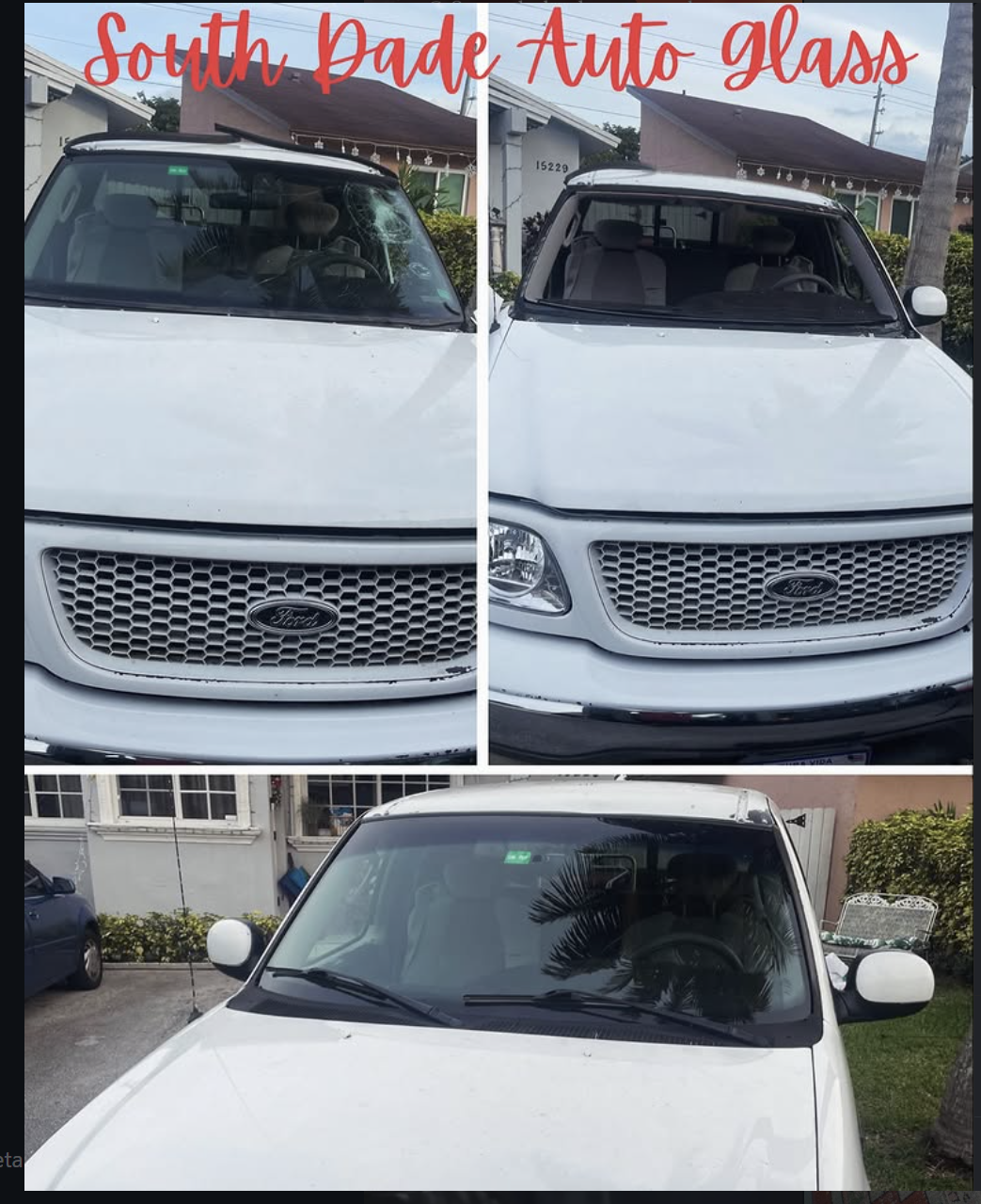 Ford truck windshield before and after