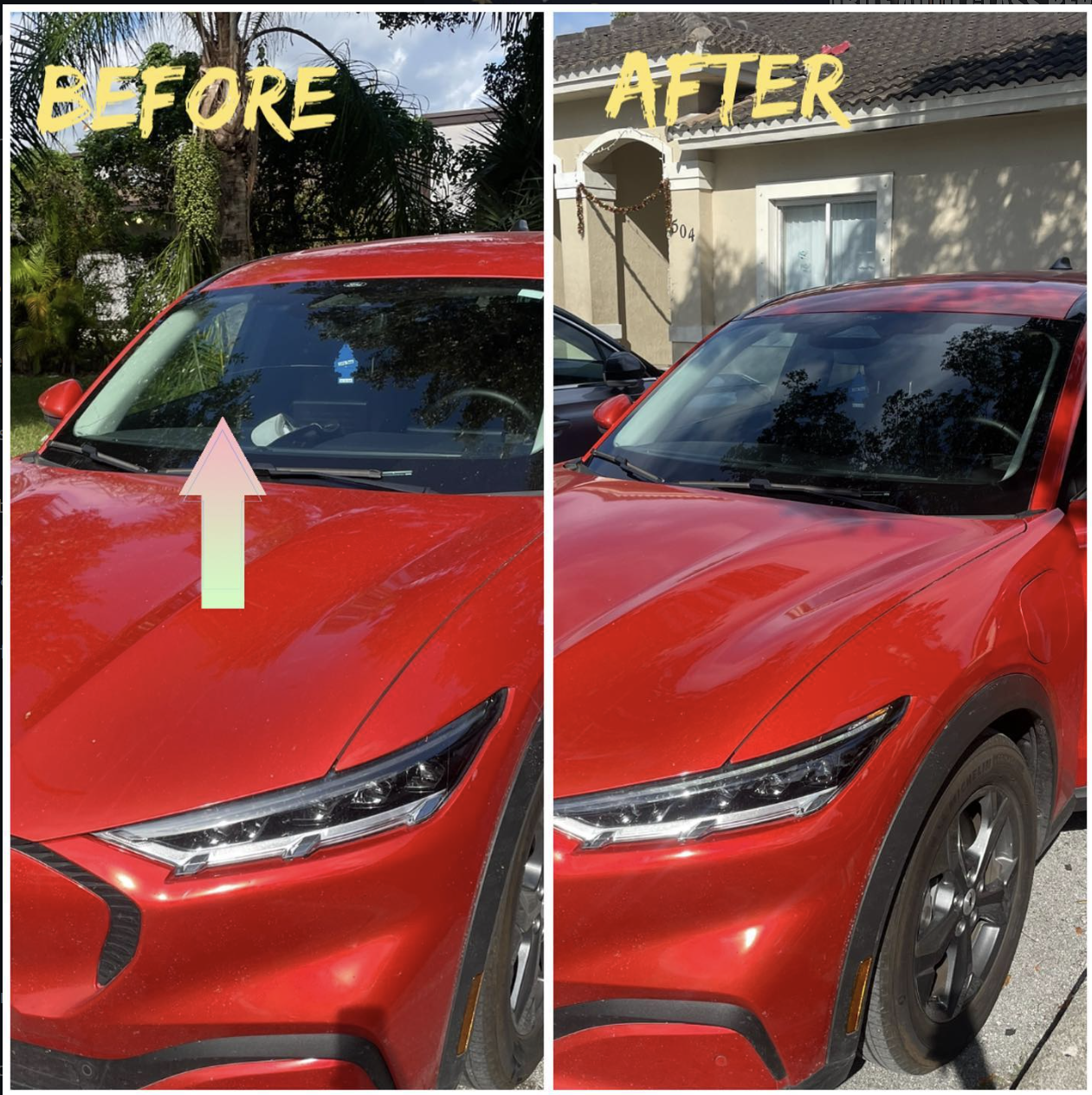 Mustang Mach-E windshield before and after